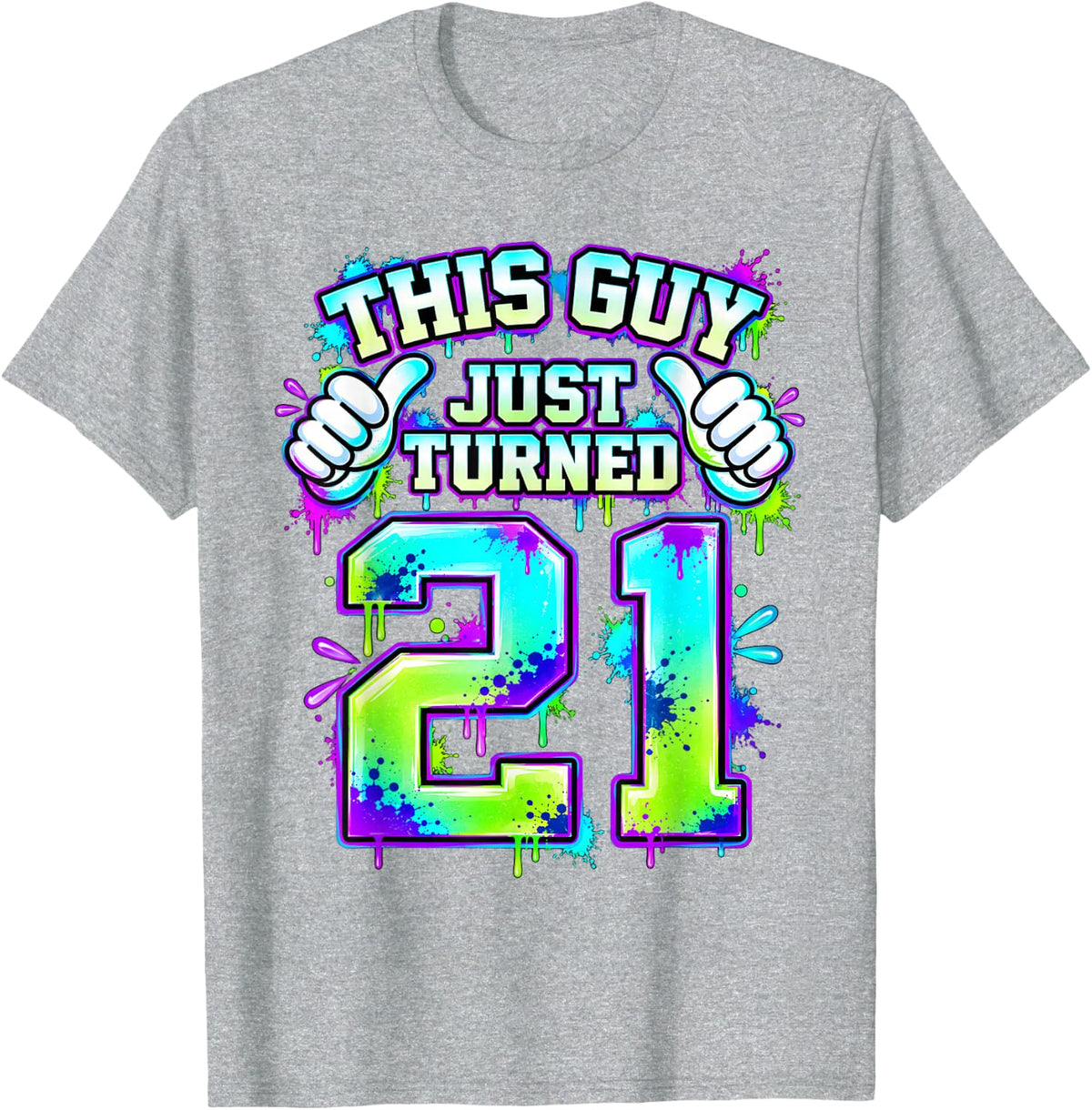 This Guy Just Turned 21 Year Old 21st Birthday Mens Gift T-Shirt - Heather Grey